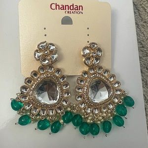 Beautiful never worn emerald green Indian earrings